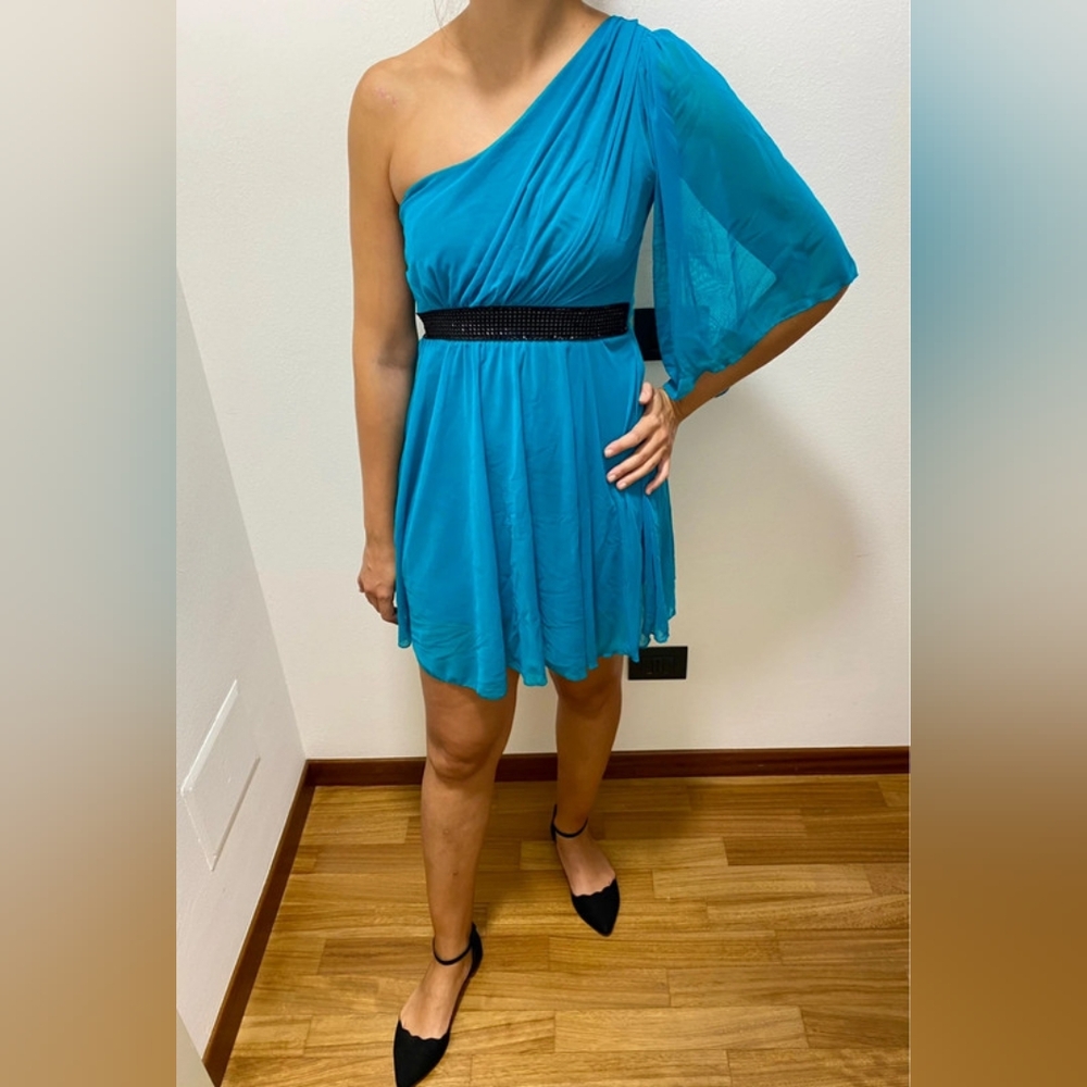 Elegant One-Shoulder Blue Dress